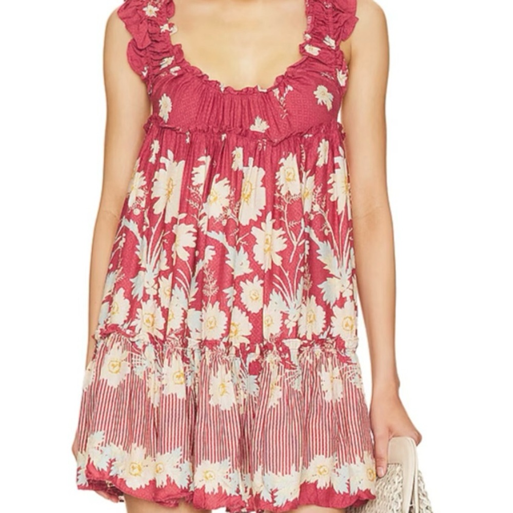 Free People Intimately, Bali Wild Daisy, Red, Floral Mini Dress
